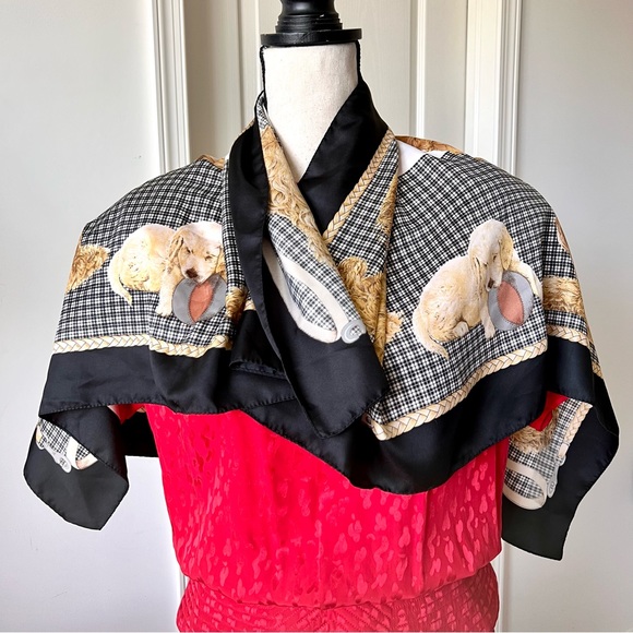 Vintage SYMPHONY SCARFS Dog Print Collectible Square Scarf—OS - Picture 6 of 13